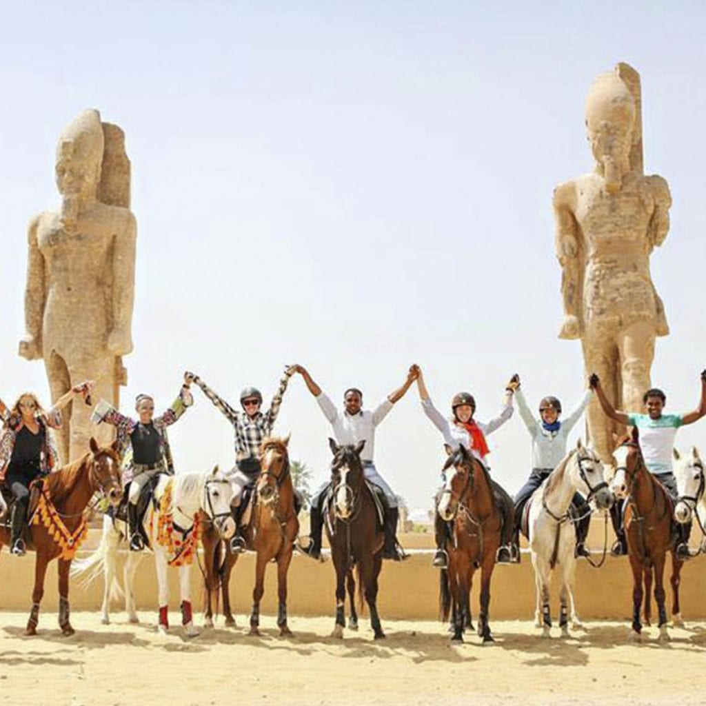 tourist on horseback in egypt